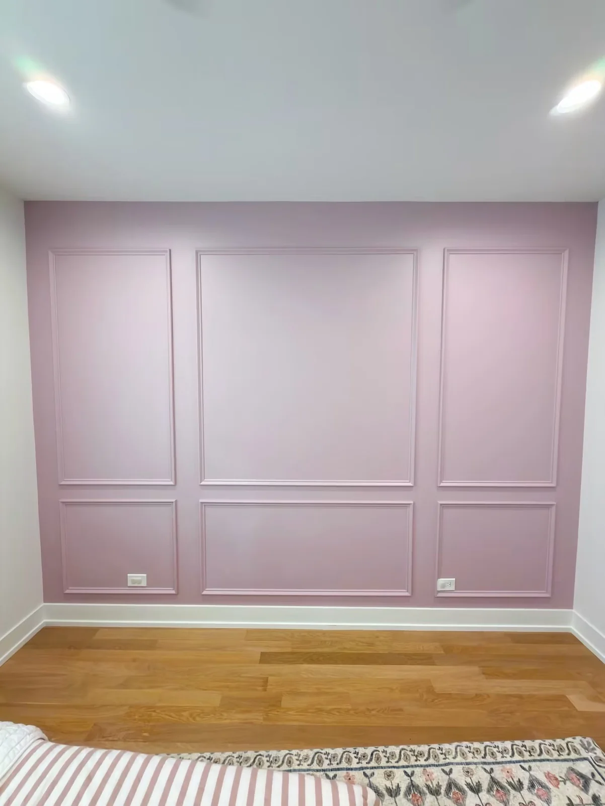 Pared rosa con molduras terminada por Elite Accent Wall